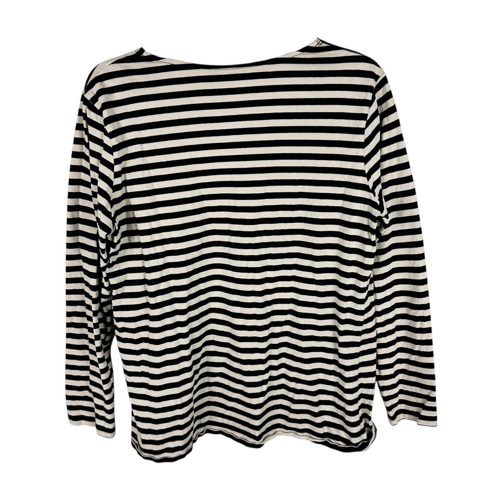 Gudrun Sjoden Long Sleeve Cream Black Striped Organic Cotton Tshirt M - Picture 2 of 6